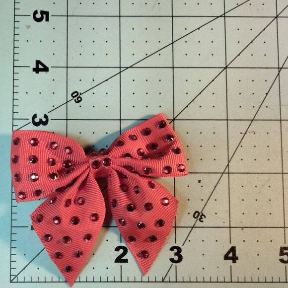 Red Rhinestone Studded Bow Hair Clip Girls Christmas - Picture 3 of 3